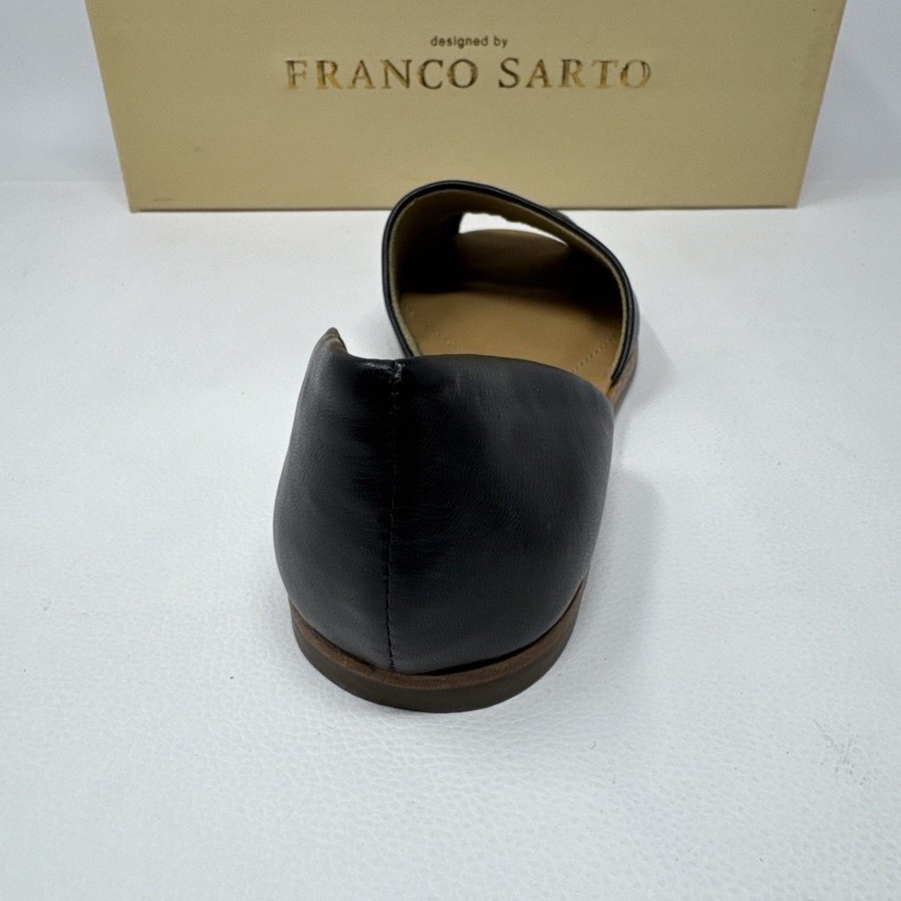 Franco Sarto Comfortable Flats Black Soft Leather Open Toe Slip On Shoes, 5.5M - Picture 5 of 16